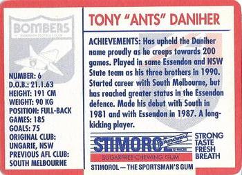 1991 Scanlens Stimorol #15 Anthony Daniher Back